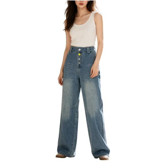 Vivienne Westwood Denim - Vivienne Westwood High Rise Wide Leg Button Fly Jeans Sz Large